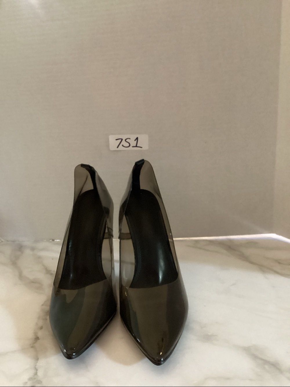 Black Pointed-Toe Clear Panel Pumps - Women SIZE 8.5